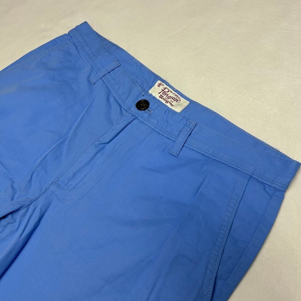 Original Penguin Mens Blue Chino Shorts Size 34 Cotton Flat Front Munsingwear